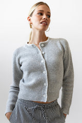 Darren Contrast Cardigan in Heather Grey