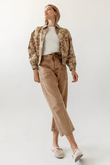 Kellie Floral Bomber Jacket in Camel