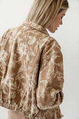 Kellie Floral Bomber Jacket in Camel