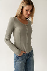 Cal Waffle Knit Top in Olive