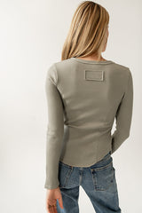 Cal Waffle Knit Top in Olive