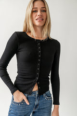 Mia Button Up Top in Black