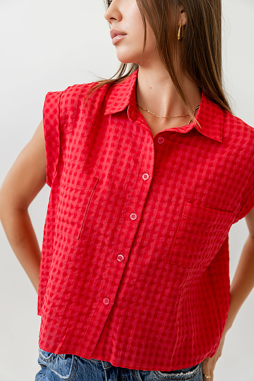 Isla Sheer Blouse in Red