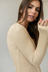 Cal Waffle Knit Top in Yellow