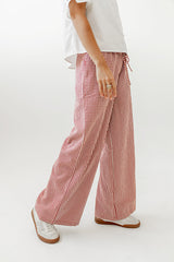 Ada Gingham Wide Leg Pants in Red