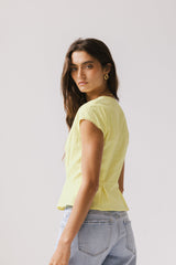 Rumi Button Front Blouse in Yellow