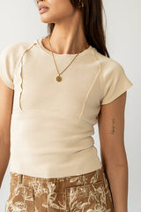 Millie Reverse Seam Top in Tan