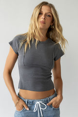 Millie Reverse Seam Top in Blue