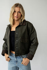 Krue Contrast Jacket in Olive