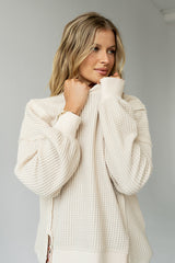 Trace Waffle Knit Top in Cream