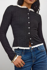 Sierra Lace Trim Blouse in Black