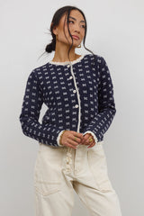 Courtney Scalloped Cardigan in Navy