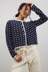 Courtney Scalloped Cardigan in Navy