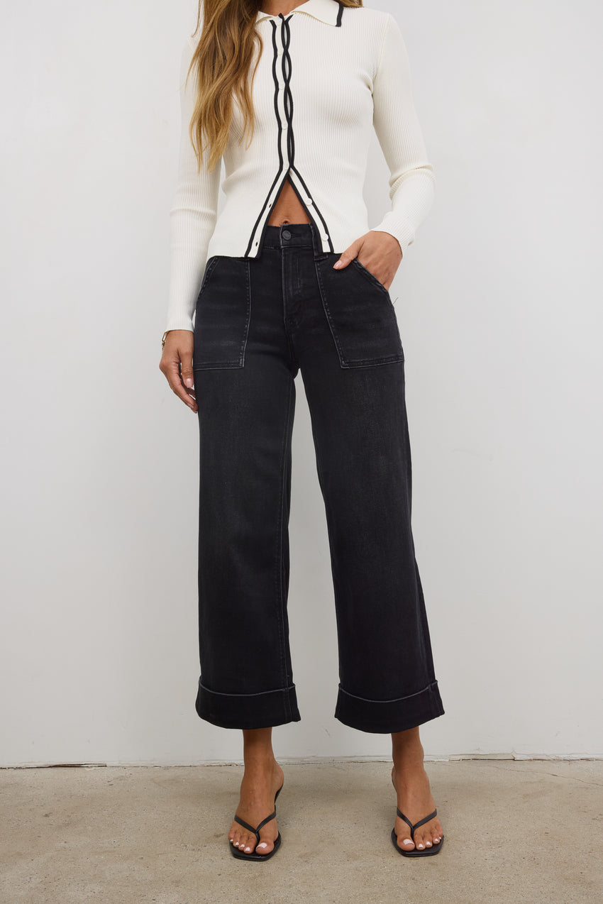 Kayden Cuffed Wide Leg Jeans