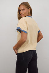 Jace Contrast Tee in Beige
