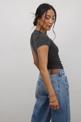 Asher Ribbed Top in Charcoal