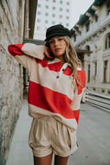 Kenzie Striped Sweater in Red