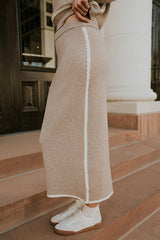 Kenna Contrast Midi Skirt in Oatmeal