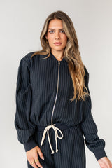 Valeria Striped Bomber Jacket