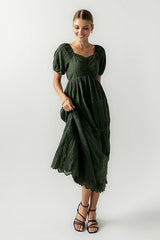 Luca Embroidered Maxi Dress in Hunter Green