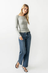 Anya Ribbed Top in Heather Grey