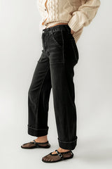 Kayden Cuffed Wide Leg Jeans