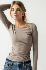 Anya Ribbed Top in Taupe
