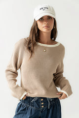 Mandy Contrast Sweater in Tan