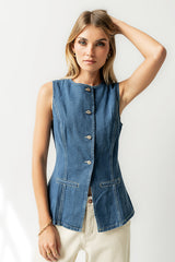 Hudson Denim Vest in Dark Wash