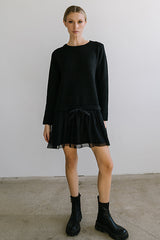 Bellise Baby Doll Sweater Dress in Black