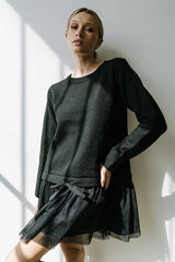 Bellise Baby Doll Sweater Dress in Black