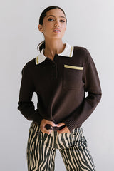 Justine Collared Sweater in Brown