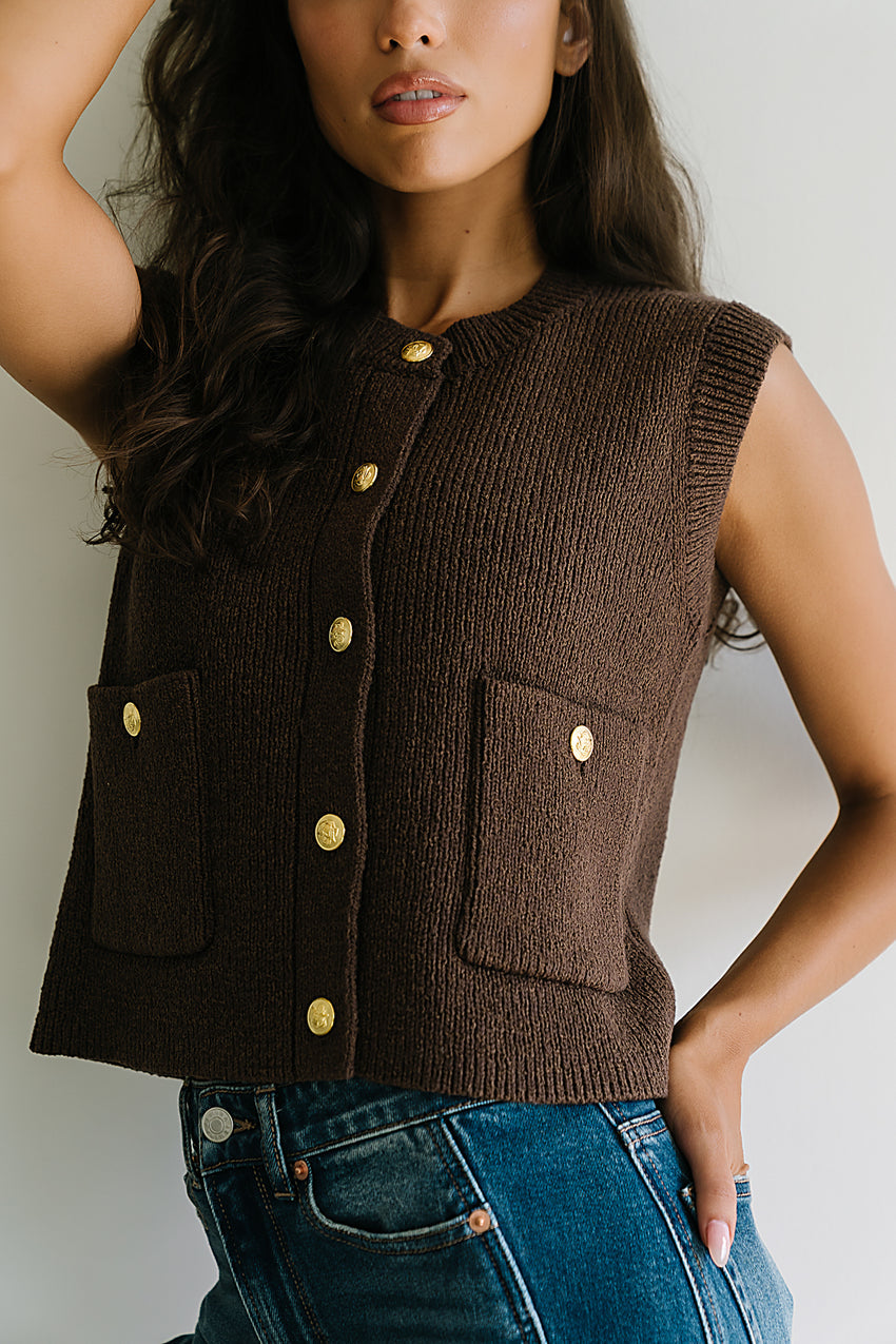 Brooks Knit Vest in Brown