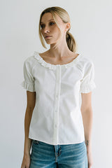 Connie Ruffle Blouse in Cream