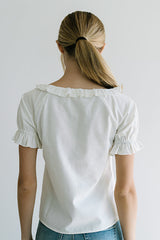 Connie Ruffle Blouse in Cream