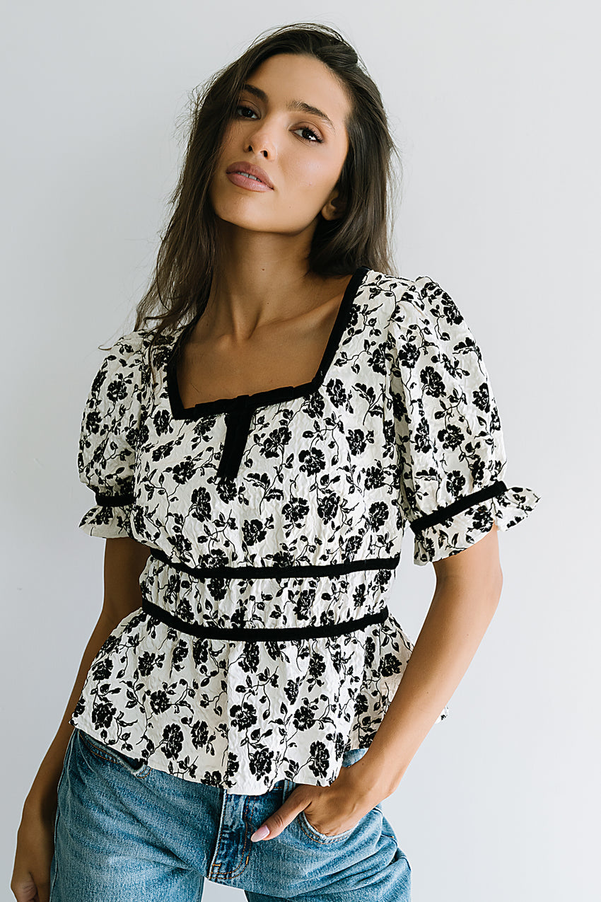 Tallie Floral Blouse in Cream