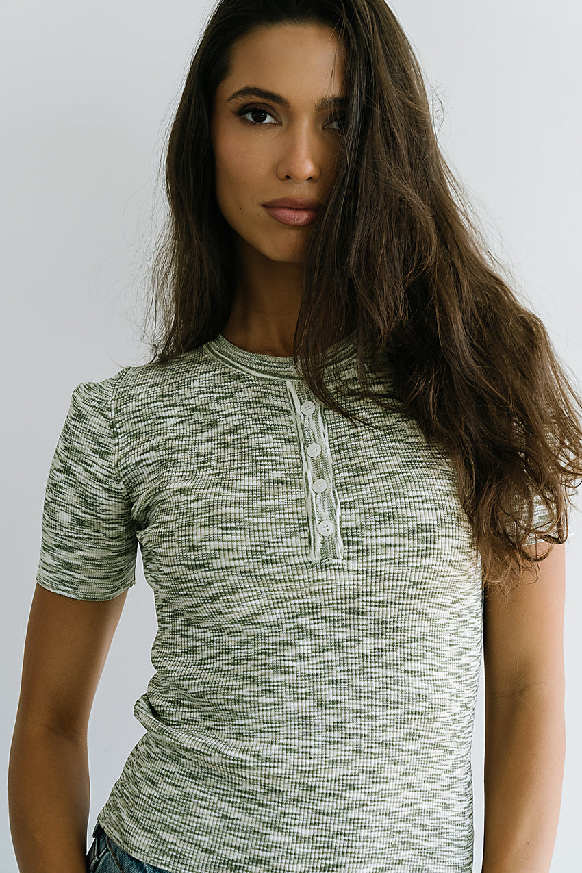 Mannie Heathered Sweater in Olive
