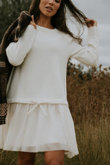 Bellise Baby Doll Sweater Dress in Ivory