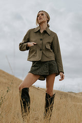 Aden Suede Jacket in Olive
