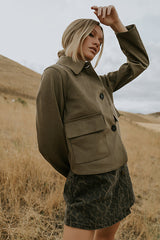 Aden Suede Jacket in Olive