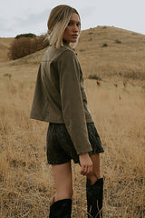 Aden Suede Jacket in Olive