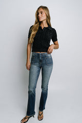 Halle Cable Knit Top in Navy