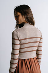 Zeda Midi Dress in Brown Stripe