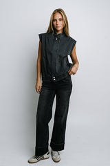 Marcia Cuffed Baggy Jeans in Faded Black