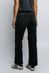 Marcia Cuffed Baggy Jeans in Faded Black