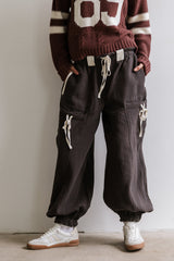 Cozette Striped Baggy Pants in Navy