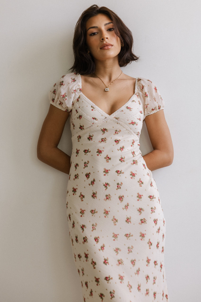 Cammie Floral Maxi Dress in Cream