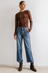 Marie Sheer Top in Brown