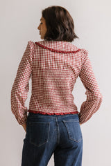Brenna Gingham Blouse in Burgundy