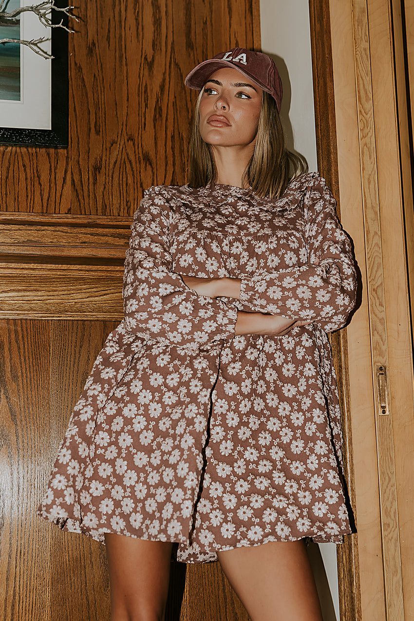 Liam Floral Mini Dress in Mauve